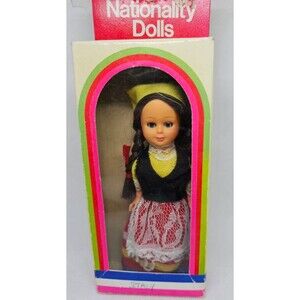 Vintage Nationality Doll Italy Sleeping Eyes Girl Hong Kong Boxed 6 Inch